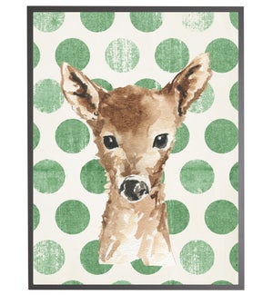Watercolor baby Deer on Green polka dots